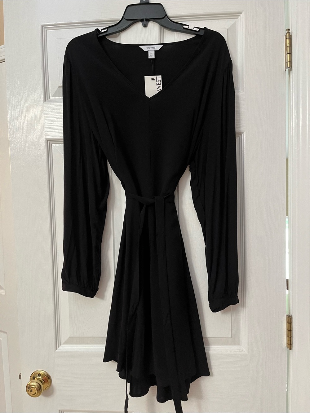 NEW Black Long-Sleeve Tie-Waist Dress - Size XXL